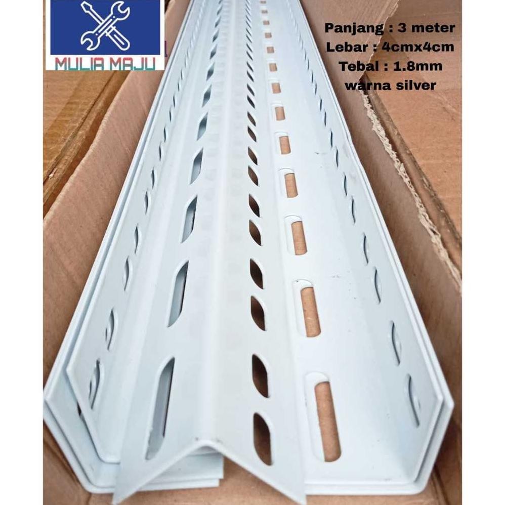 PJ Besi siku lubang  panjang 3m tebal 1.8mili warna putih