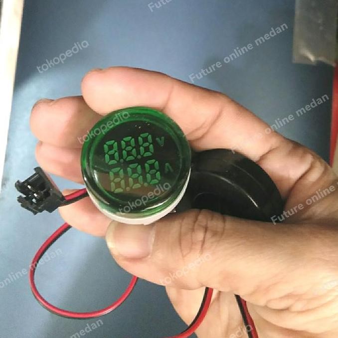 Pilot Lamp Led Digital Volt + Ampere Meter, Lampu Indikator Panel 22Mm New Stok