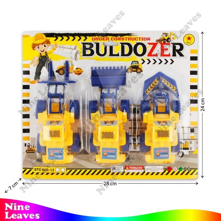 Mainan Kendaraan Konstruksi Truk Bulldozer 3 Pcs Bulldozer