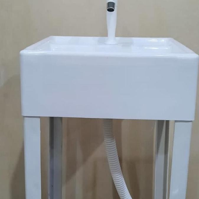 Wastafel cuci tangan portable/wastafel standing pvc+kaki komplit set gs