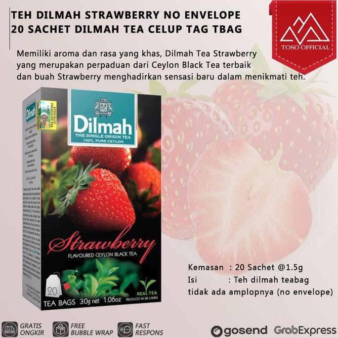 

Ready TEH DILMAH STRAWBERRY NO ENVELOPE 20 SACHET DILMAH TEA CELUP TAG TBAG