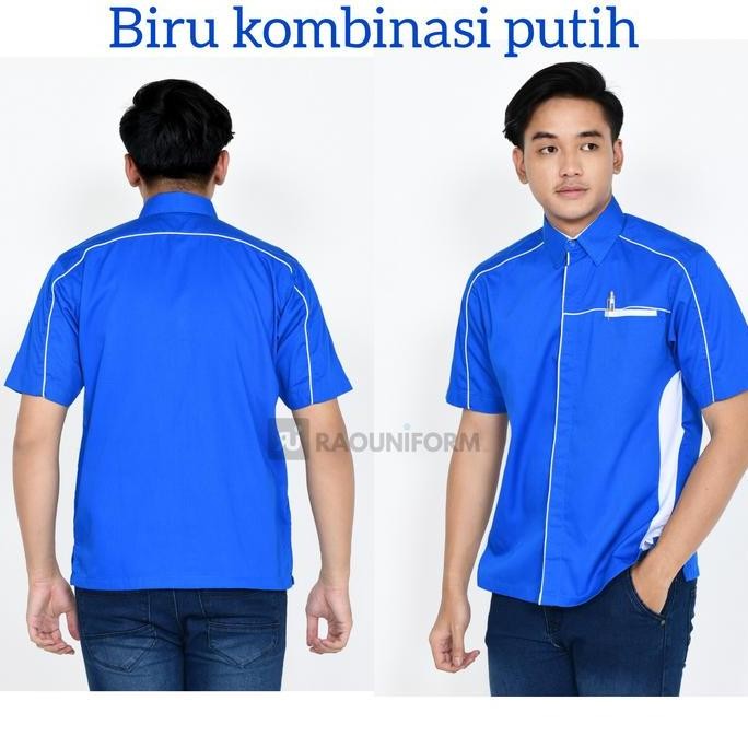 Baju Kerja Tangan Pendek Kemeja Kantor Seragam Karyawan Perusaha New Stok