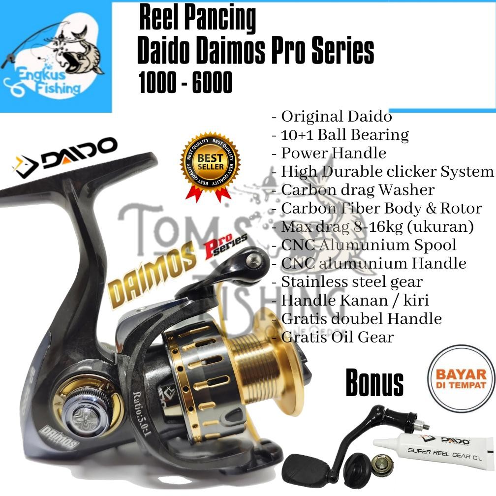 ready reel pancing daido daimos pro series 1000-6000 (10+1 bearing) power handle free handle - engku