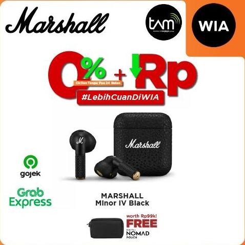 sale marshall minor iv black earphone bluetooth original garansi 1 tahun earbud wireless
