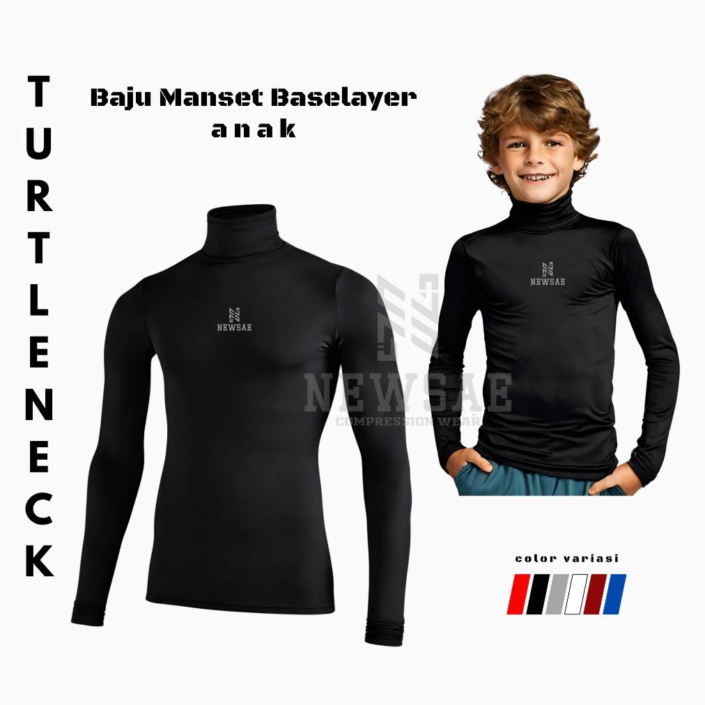 AsT Manset anak laki laki lengan panjang / baju baselayer anak laki laki / manset olahraga anak