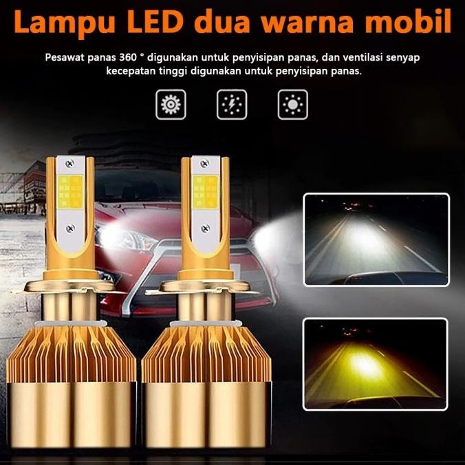 LAMPU LED MOBIL 2 WARNA H4 H11 HB3 9005 HB4 9006 H7