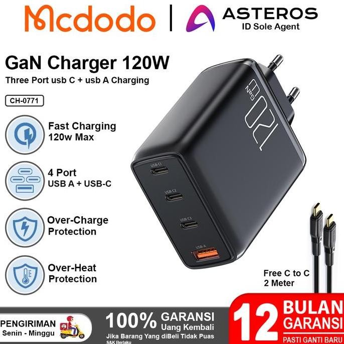 Mcdodo Charger Gan 120W Pd Type C + Usb Fast Charging 100W -120W Max