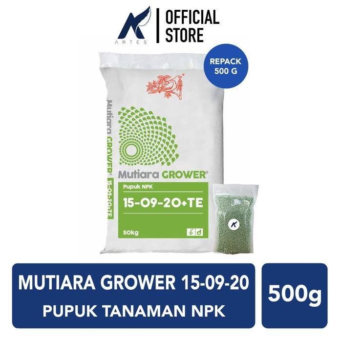 

Terlaris Mutiara Meroke Grower 15-09-20 Pupuk Buah-Bunga Npk Hijau Repack 500 G