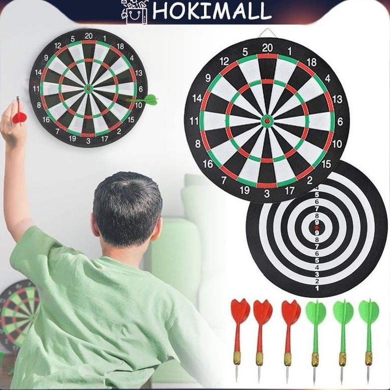 6 Jarum LemparDart Board Bahan Berbulu Dua Sisi Dart Game Dart Board 17 Inch Dart Board Dewasa