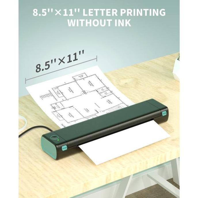 Terlaris Aimo M08F Portable Thermal Printer A4 Hvs Wireless Bluetooth Inkless Printer Tanpa Tinta Re