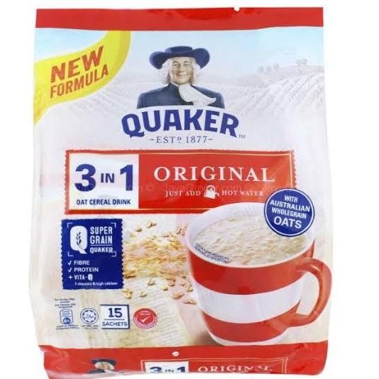 

Promo Quaker 3 In 1 Oat Cereal Drink Original Isi 15 Sachet X 28Gram