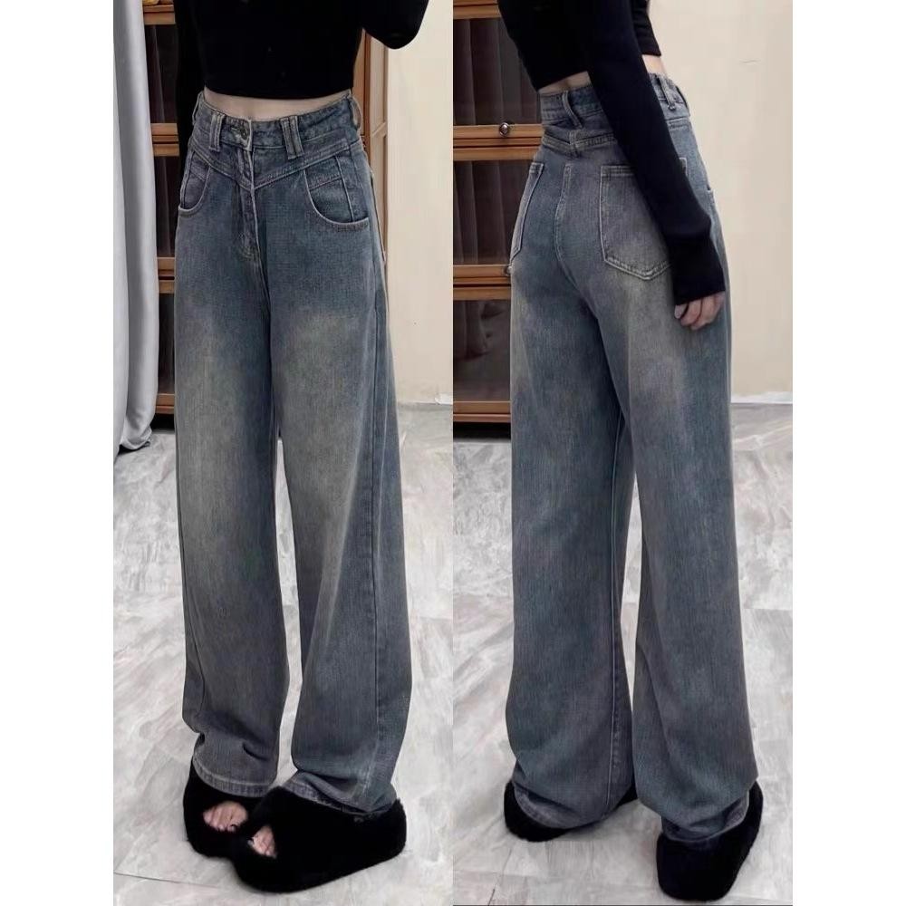 Pola BergelombangKekinian Korean Style Highwaist Kulot Loose Retro Celana Panjang Wanita Jumbo