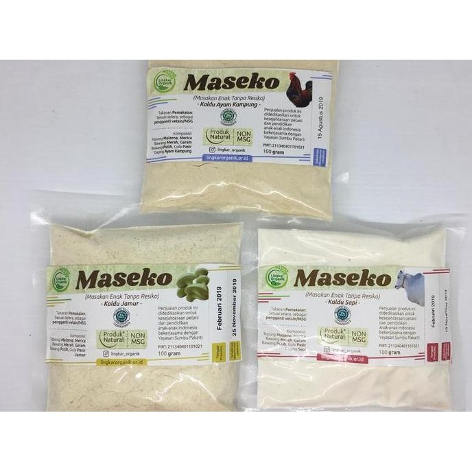 

Baru Maseko Kaldu Ayam, Sapi, Dan Jamur By Lingkar Organik 100 Gr Tanpa Msg