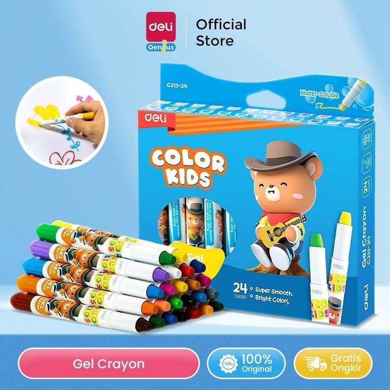 

Terlaris Deli Silky Crayon / Krayon Gel 12/24 Warna Mudah Dicuci Tidak Mengotori Tangan Ec211 Murah