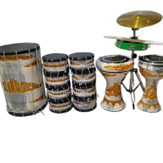 Promo Marawis 1 Set Lengkap Komplit 12 Alat  Polos Batik Ukir