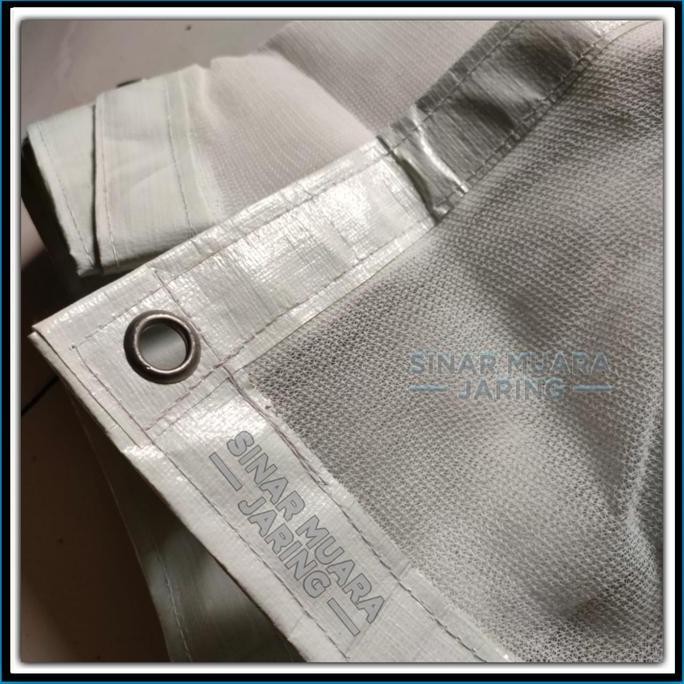 Paranet Nylon Putih 65%-75% Terpasang List Dan Ring/Paranet Nilon Putih