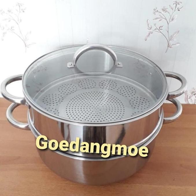 BEBAS ONGKIR - GOSEND Supra Super steamer 40cm susun 2 Panci kukus langseng stainless