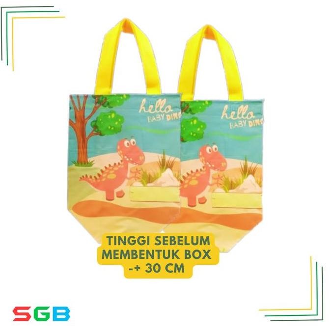 

SIAP KIRIM 1 LUSIN ( ISI 12 PCS ) TAS SPUNBOND LAMINASI BOX HELLO DINO & KARAKTER LAINNYA 25X25X15 - TAS SERBAGUNA