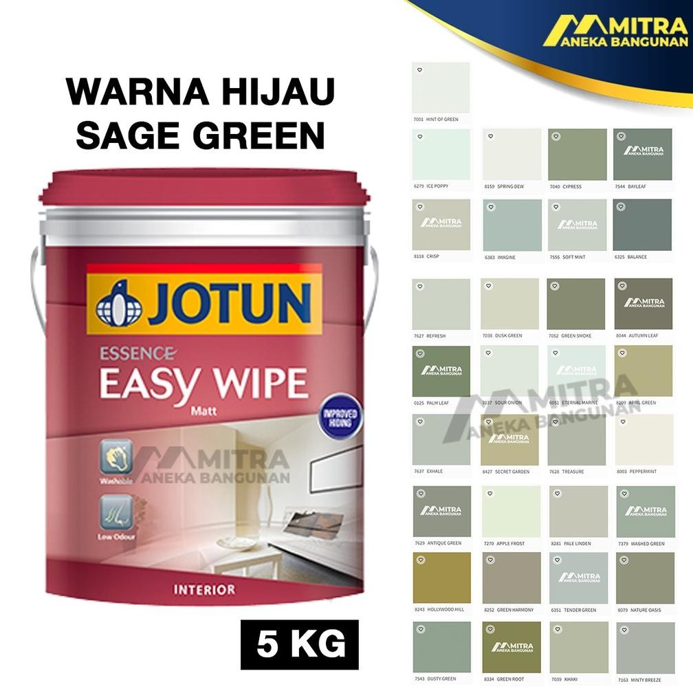 Cat Tembok Jotun Interior Easy Wipe 3,5 Liter / 5 Kg / Warna Sage Green / Olive / Hijau Muda / Dark 