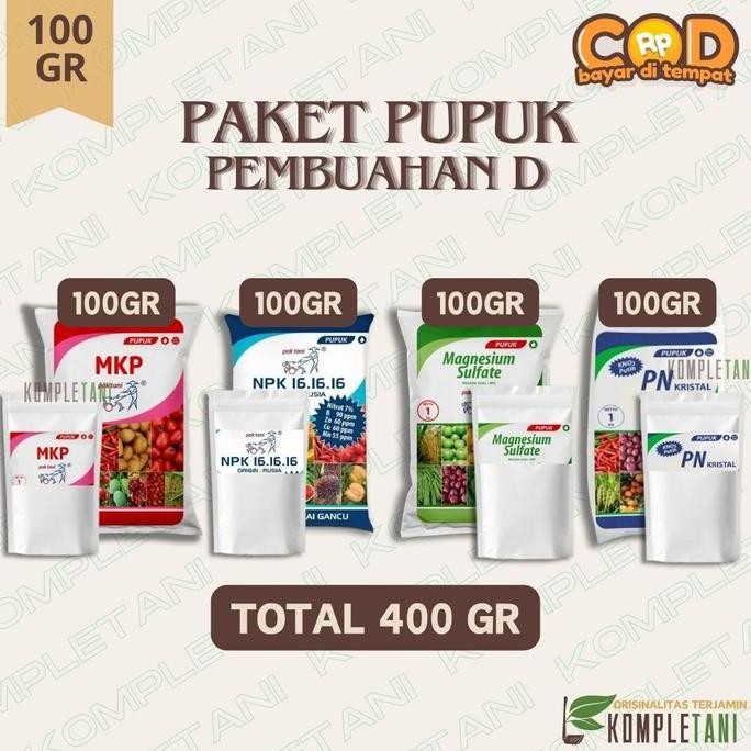 

Terlaris Paket Pupuk Pembuahan D (100 Gr) - Mkp + Kno3 Putih Kristal + Npk 16.16.16 Biru + Magnesium Sulfate