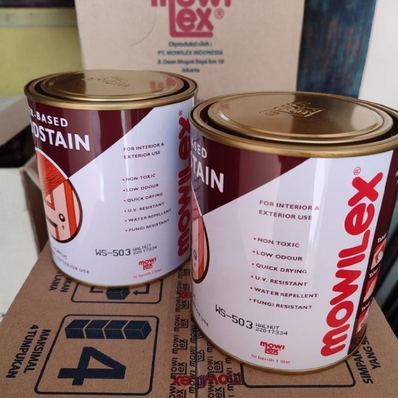 Mowilex Woodstain (Politur Kayu Campuran Air) Kemasan 1L Asli Murah