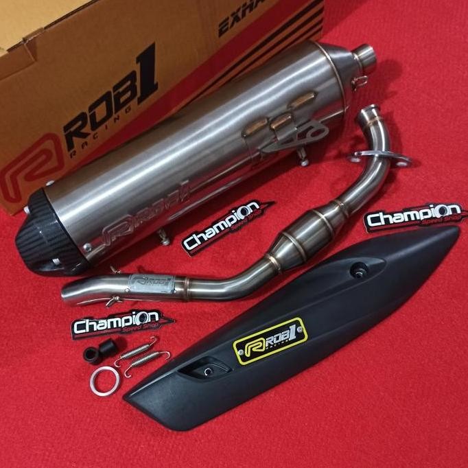 TERMURAH - Knalpot Standar Racing Stainless ROB1 Racing Yamaha Aerox 155 Lexi