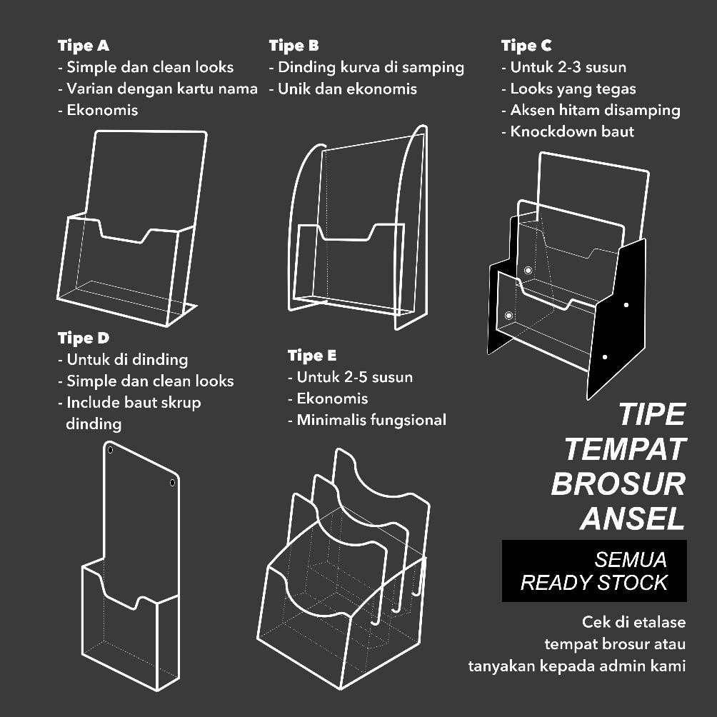 

Ready Ansel Tempat Brosur Akrilik / Acrylic Flyer Holder - A4 Horizontal - Tipe A Bening
