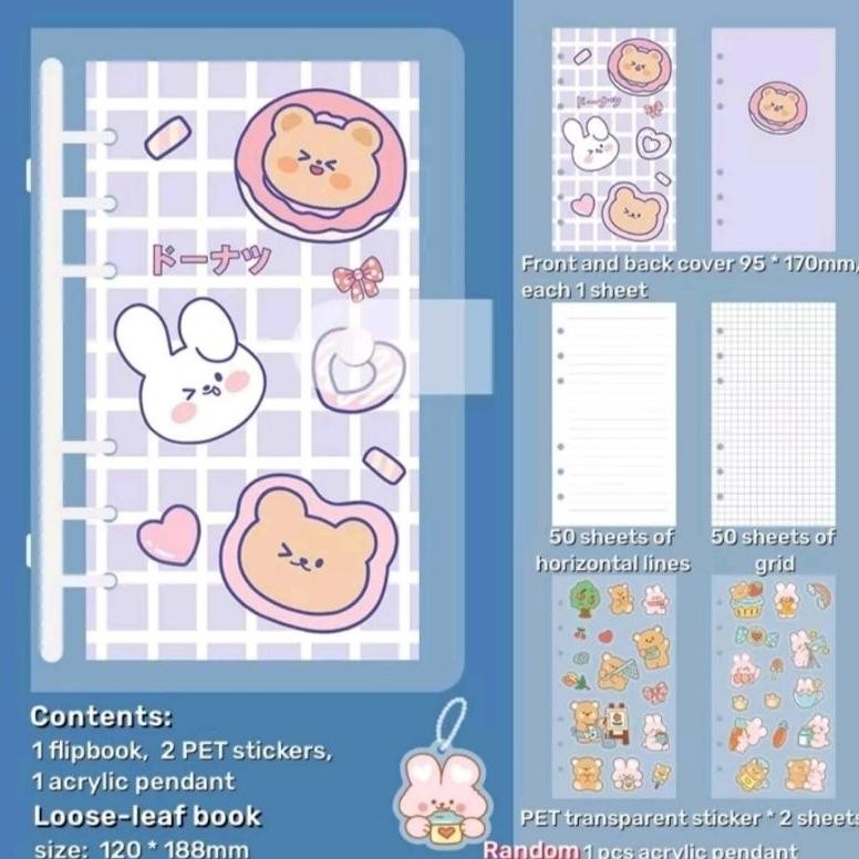 

Ready 1 Set Buku Binder A6 +100 Lbr Kertas + Gantungan Kecil + 2Lbr Stiker Korea+Cover Depan & Belakang , Diary Book Journal Aesthetic, Buku Jurnal