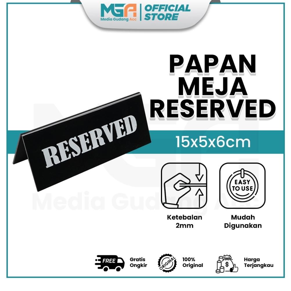 

Ready Papan Meja Reserved Akrilik Stand Sign Table Hitam 15Cm X 6Cm