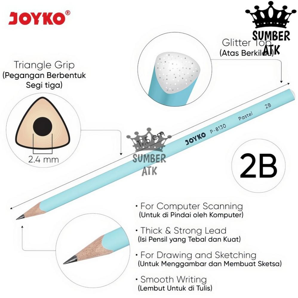 

Ready Pencil Pensil Joyko P-8130 2B 1 Drum 36 Pcs Pastel