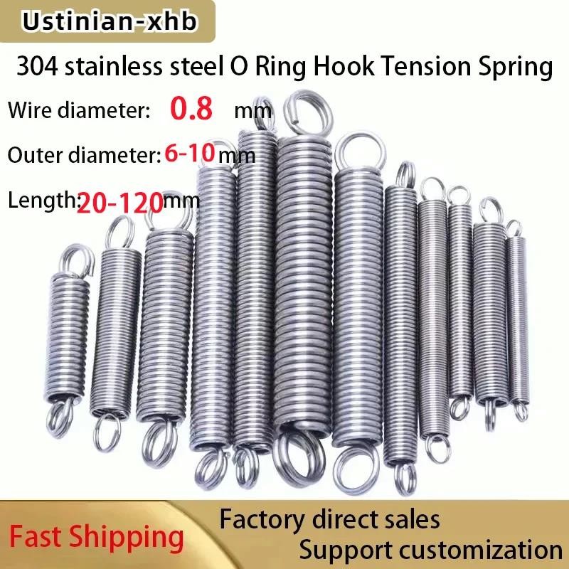 

5 Pcs 0.8mm 304 Stainless Steel O-ring Hook Spiral Extension Spring, Diameter Luar: 6/8 / 10mm, Panj
