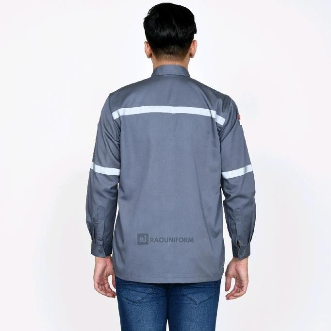 Baju Kerja Proyek/Seragam Kerja Lapangan/Kemeja Safety Lengan Panjang/Baju Proyek Safety/Baju Wearpa