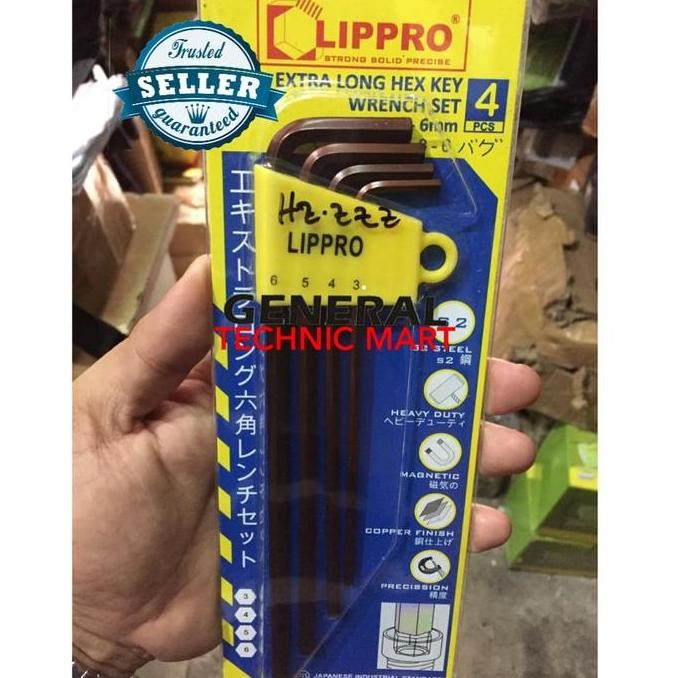 Terjangkau Kunci L Set Panjang 4 Pcs Extra Long Plat Lippro 161-S4