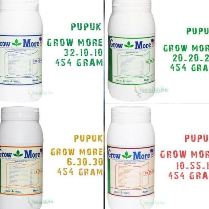 

Terlaris # Pupuk Npk Growmore 32 10 10, 6 30 30, 20 20 20, 10 55 10 (454Gr) #