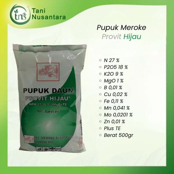 

Terlaris Pupuk Meroke Provit Hijau 500Gr Npk Majemuk