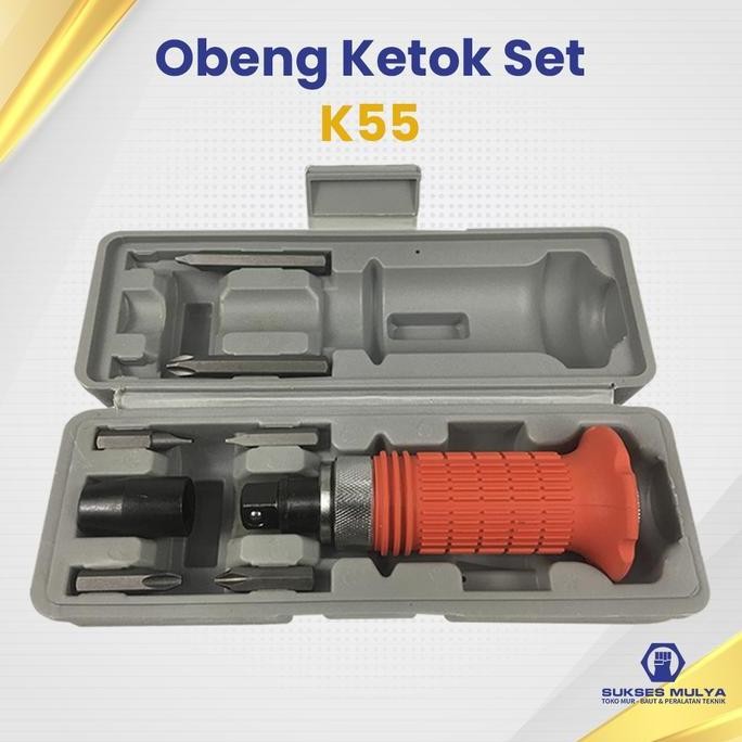 Spesial K55 Obeng Ketok Set 7 Pcs Impact Driver Set Mata Obeng Gagang Set