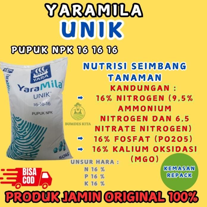 

Terlaris Pupuk Npk Mutiara 16 16 16 Yaramila Unik 500 Gram Kemasan Repack