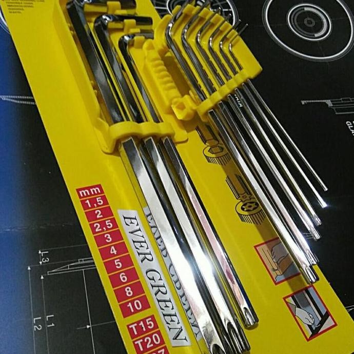 Diskon Kunci L Set 9 Pcs Kombinasi Bintang Kunci L Kombinasi Kunci L Bintang