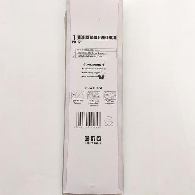 Spesial Kunci Inggris Tekiro 12" / Adjustable Wrench 12" Tekiro Wr-Ad0283