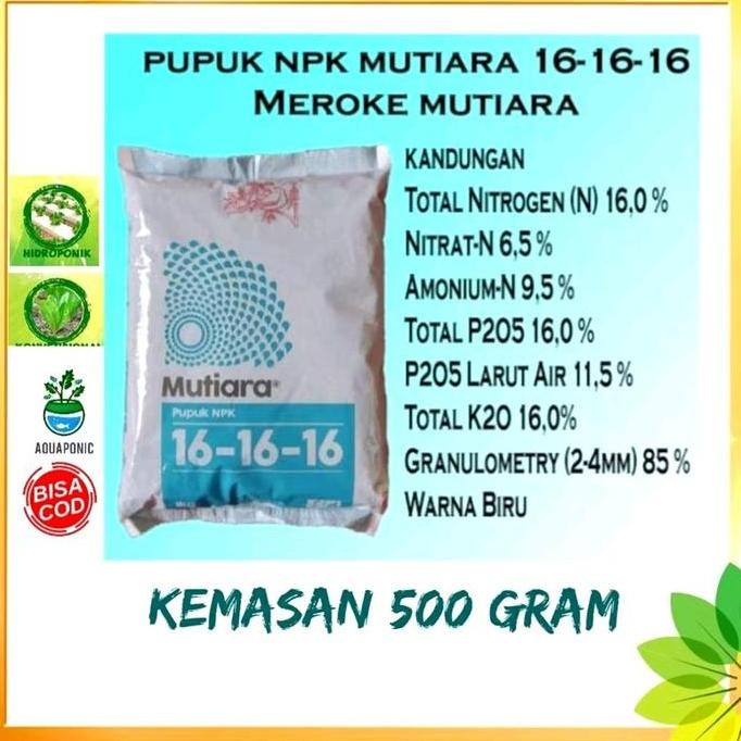

Terlaris Pupuk Npk Mutiara 161616 500 Gram Repacking Asli