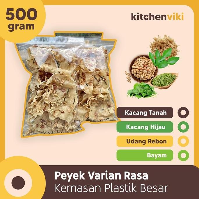 Terlaris Peyek Rebon, Kacang Tanah, Kacang Hijau, Bayam Kemasan Plastik Besar