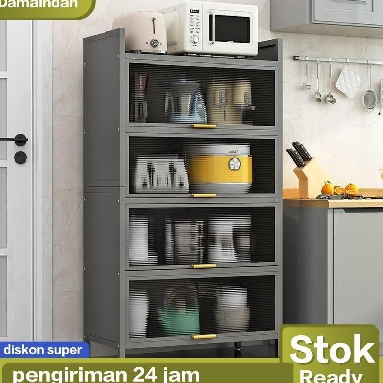 Rak Piring Tertutup Lemari Dapur Lemari Rak Piring Aluminium Rak Dapur Serbaguna Rak Kabinet Rak Ove
