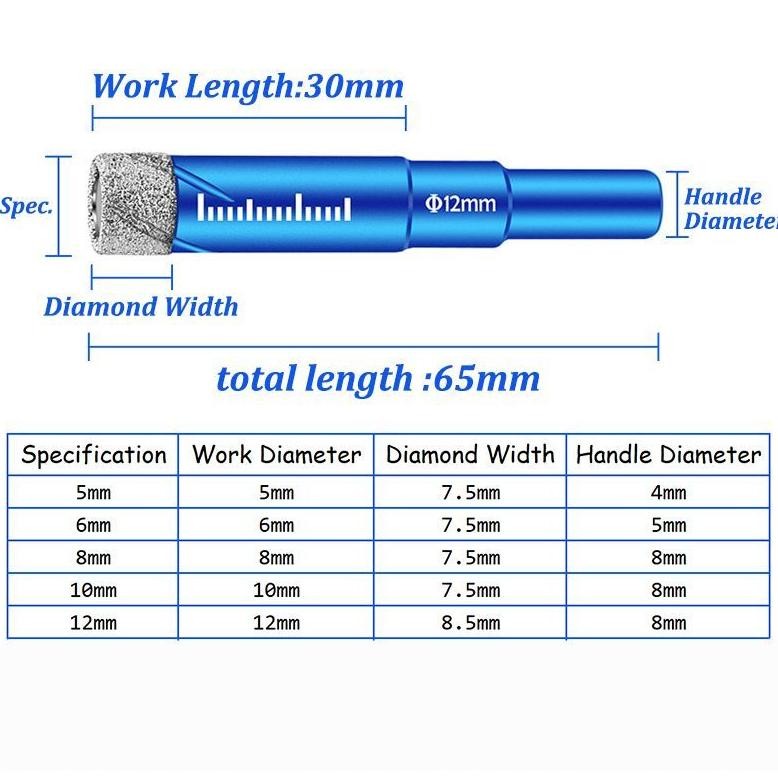 ready 5pcs/set mata bor keramik dan granit mata bor keramik set mata bor kaca set untuk kaca / marme