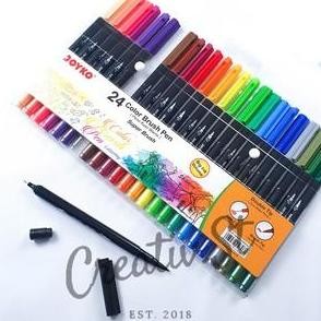 

Joyko Brush Pen Spidol Kaligrafi 24 Warna Brush + Fine Tip Clp-13A Set Pena Plastik Original