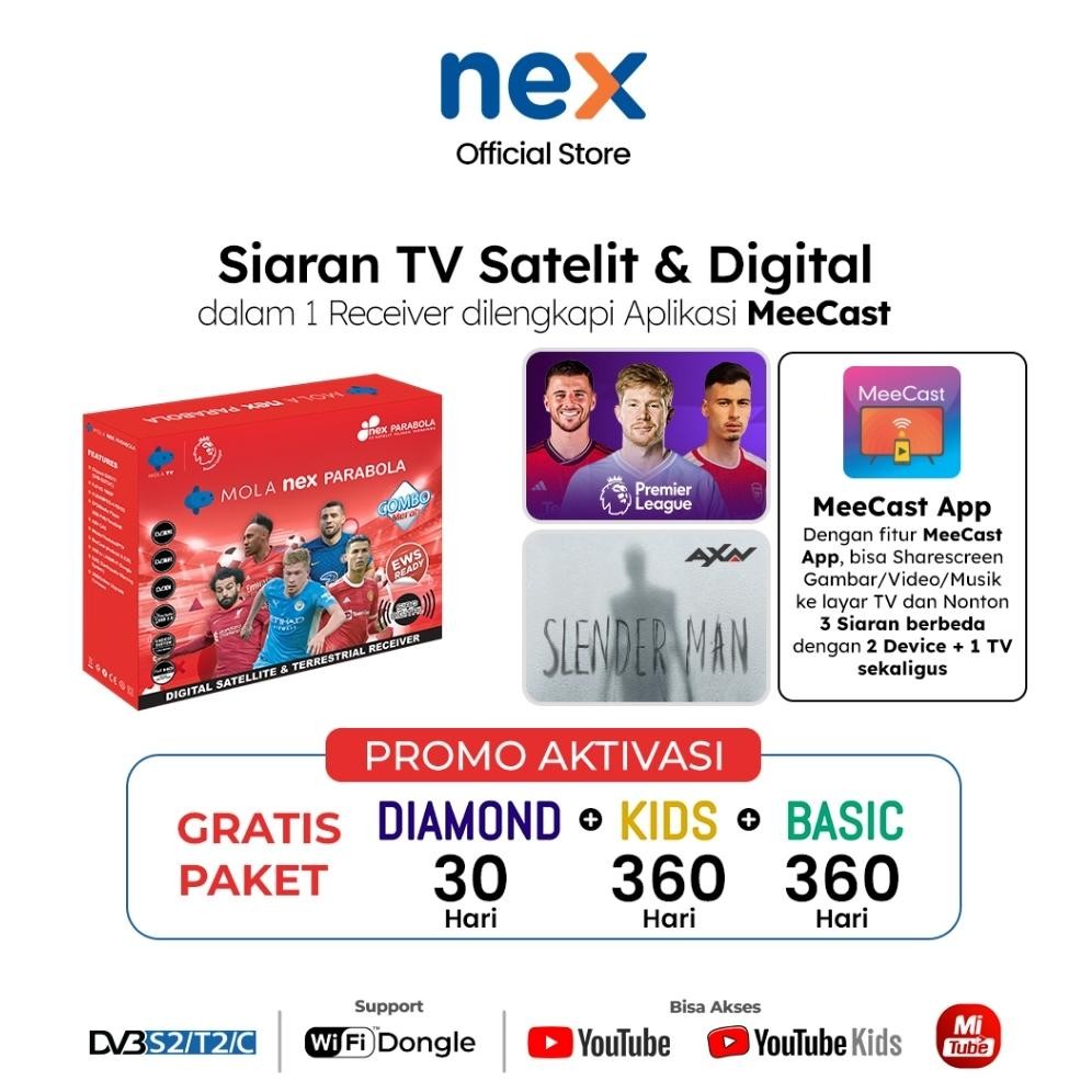 HJK [BISA COD] Receiver Parabola Dan Set Top Box Nex Parabola Combo (DVB S2 & DVB T2)