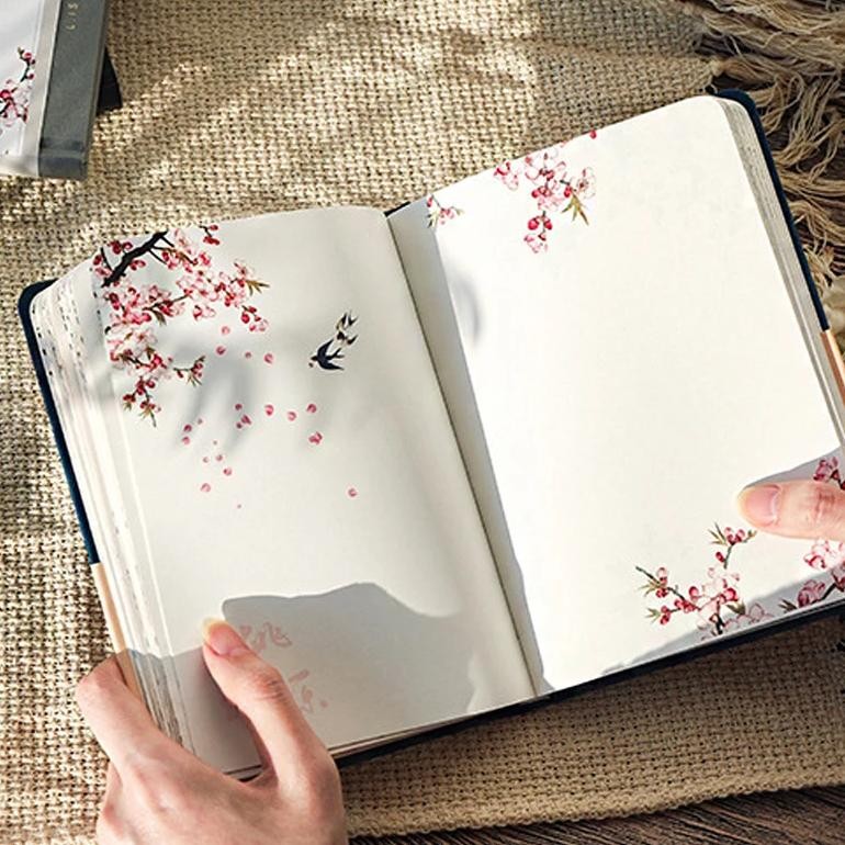 

Creative Colorful Page Notebook Chinese Style Hardcover Diary Books Weekly Planner Handbook Color Inside Page For Students