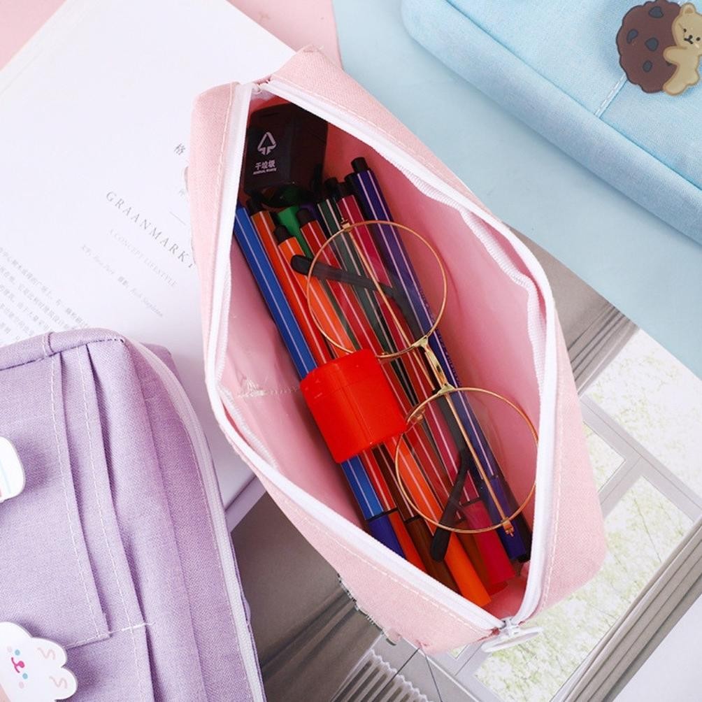 

Uk-12 Tenno Kotak Tempat Pensil Canvas Pencil Case Kain Lucu Kapastitas Besar Free Pin Bross Aesthetic Estetik Multifungsi