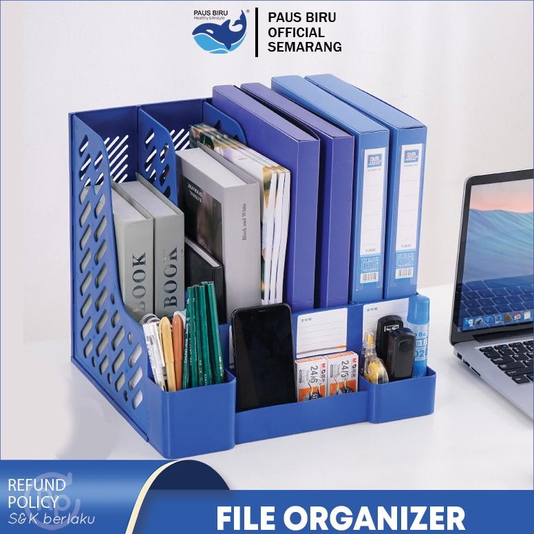 

Paus Biru - Rak Buku Organizer File Dengan Tempat Pena Box File Tempat Buku Tempat Penyimpanan Berkas Kantor
