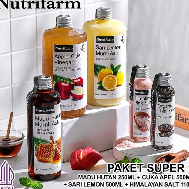 

Nutrifarm Paet Cua Apel Ml Ari Lemon Ml Madu Hutan 250Ml Himalayan 110G Dan Chia Eed 70G