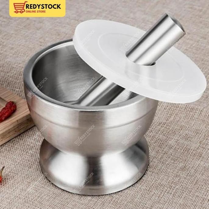 

MORTAR PESTLE TUMBUKAN BUMBU OBAT STAINLESS COBEK ULEKAN LUMPANG TS